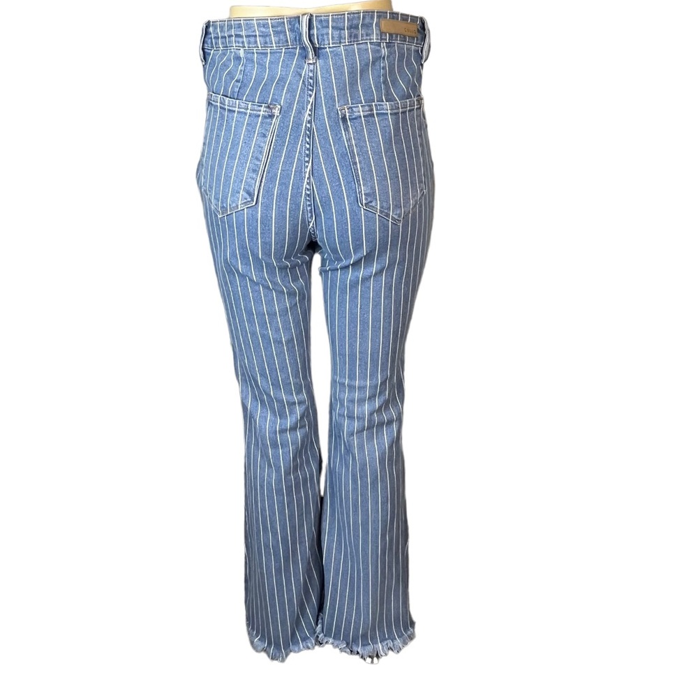 Cello High-Waist Bell / Flare Jeans — Pin-Striped Denim size 13 - Picture 2 of 11